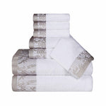 Cotton Floral Jacquard Towel Set 8-Piece - Wisteria - Towel Set by Superior Brand