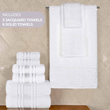 Zero-Twist Cotton Jacquard Towel Set 9 Piece - Sadie - Towel Set by Superior Brand