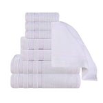 Brea Zero Twist Cotton Ribbed Geometric Border 8 Piece Towel Set - Towel Set by Superior Brand