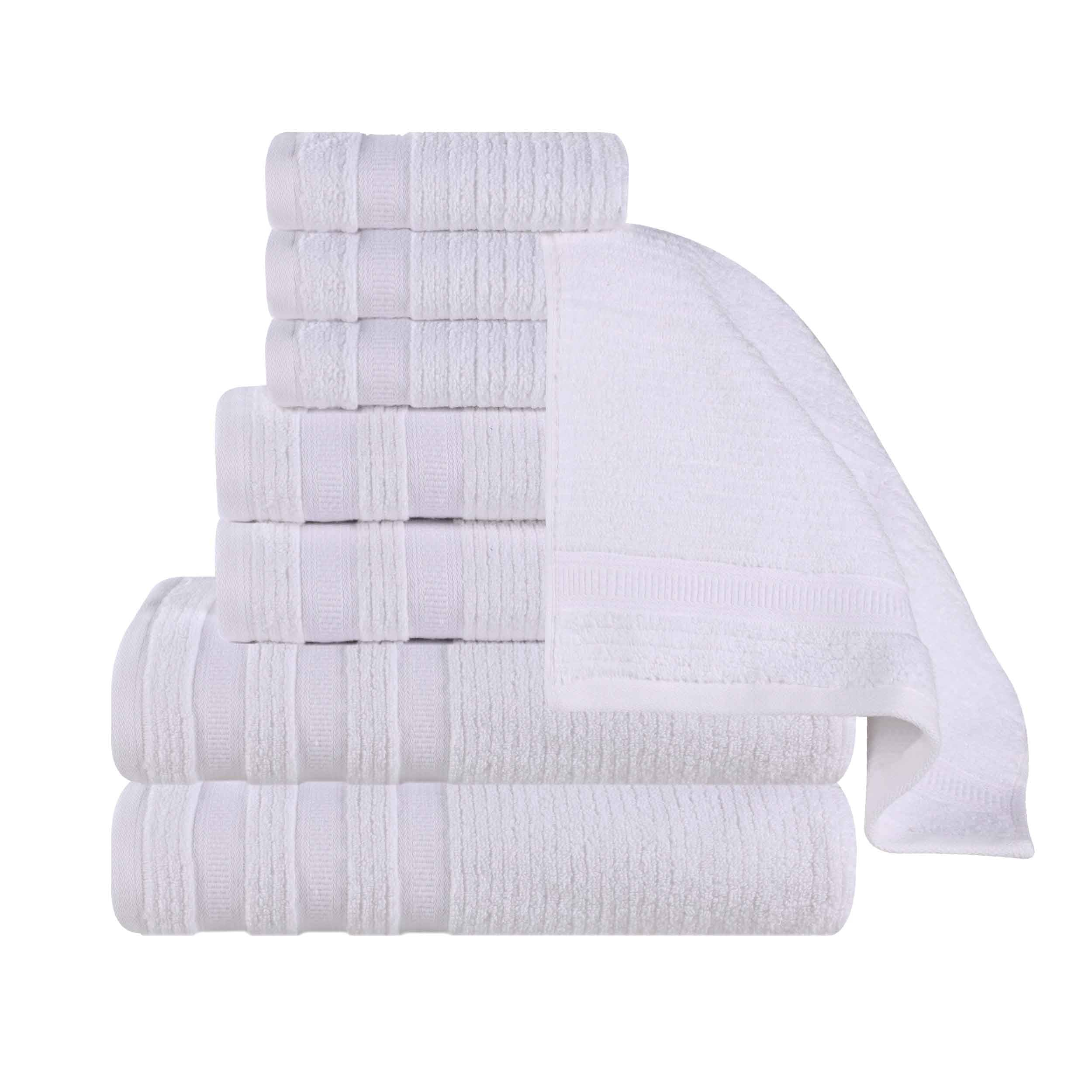 Brea Zero Twist Cotton Ribbed Geometric Border 8 Piece Towel Set - Towel Set by Superior Brand