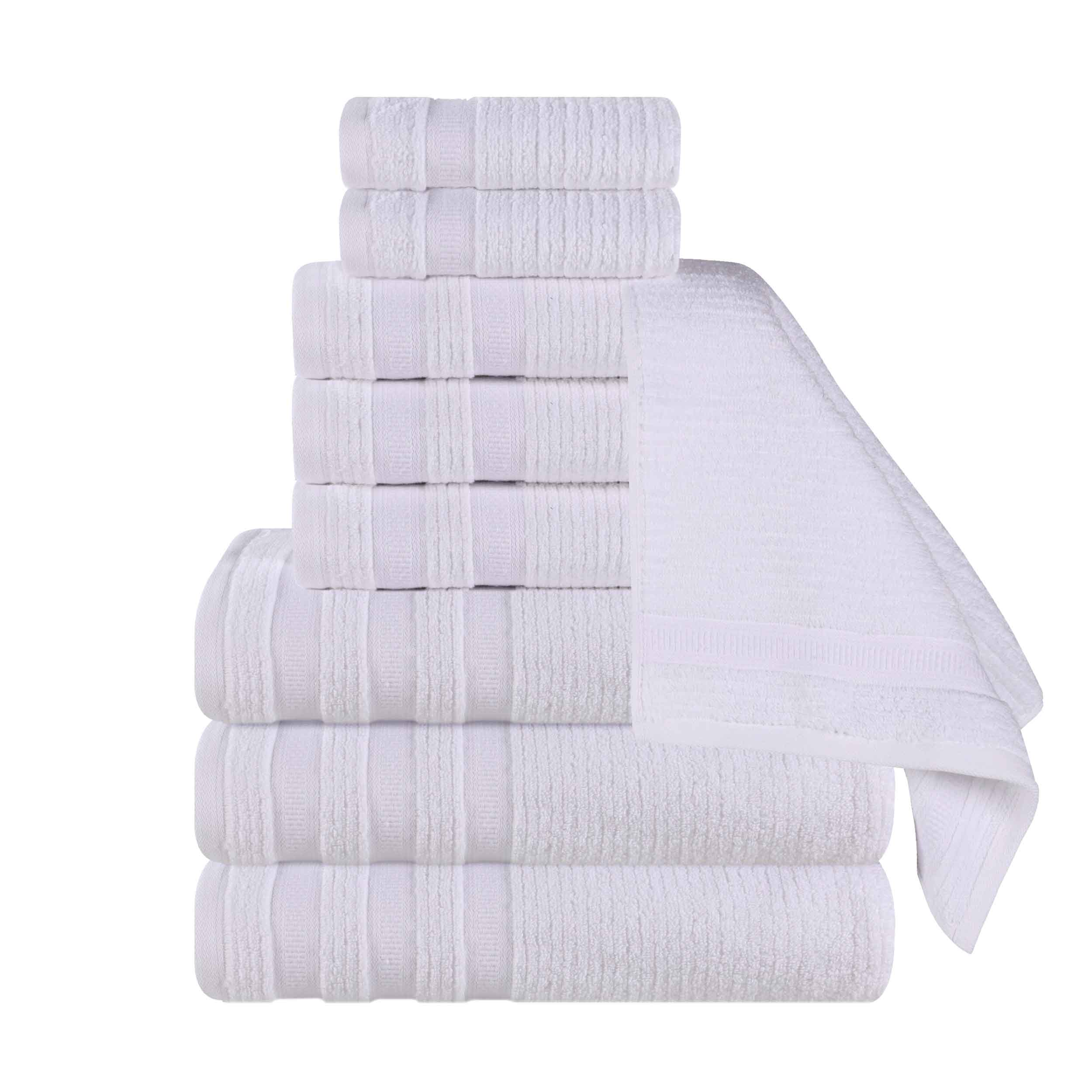 Brea Zero Twist Cotton Ribbed Geometric Border 9 Piece Towel Set - Towel Set by Superior Brand