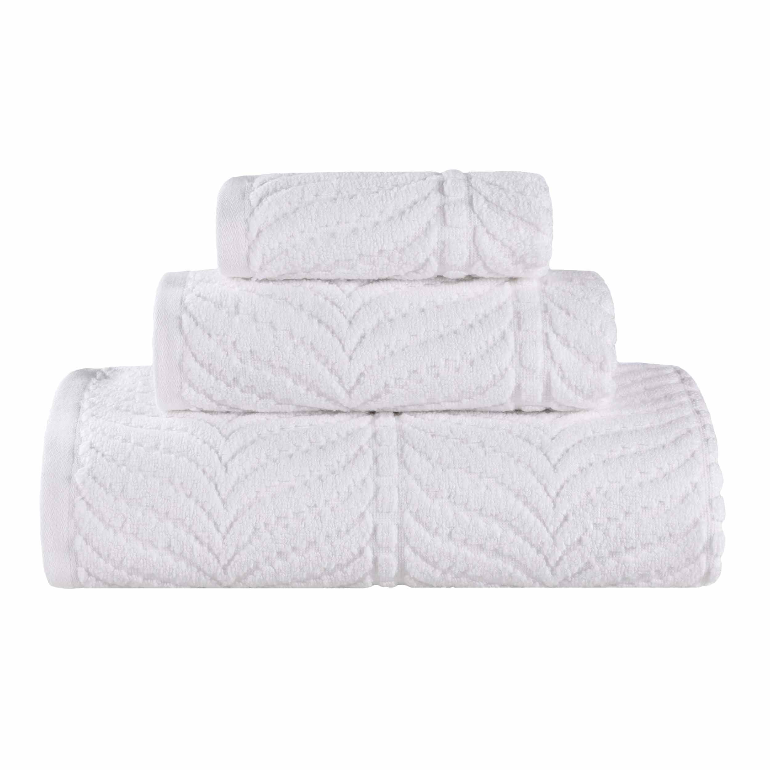 Chevron Zero Twist Jaquard Cotton 3 Piece Bathroom Towel Set - Towel Set by Superior Brand