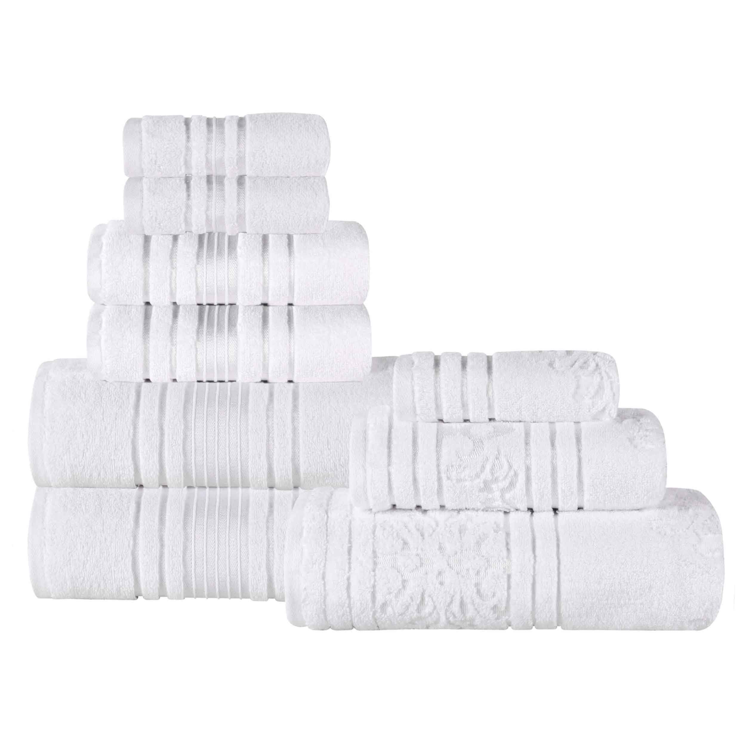 Zero-Twist Cotton Jacquard Towel Set 9 Piece - Sadie - Towel Set by Superior Brand