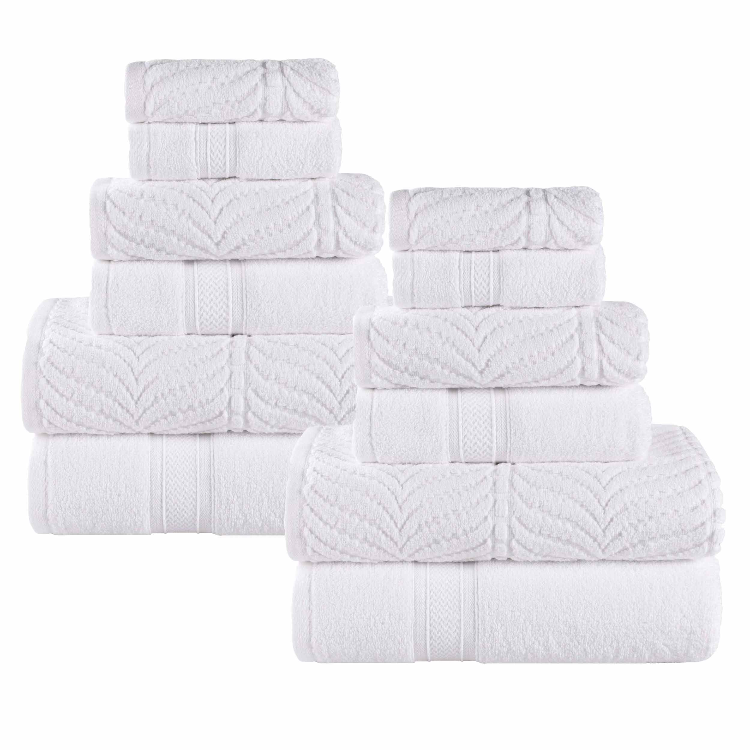 Chevron Zero Twist Solid and Jacquard Soft Cotton 12 Piece Towel Set - Towel Set by Superior Brand