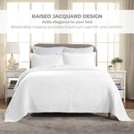 Lightweight Cotton Bedspread Sets 3-Piece Geometric Fret Jacquard Matelassé Scalloped - Bedspread by Superior Brand