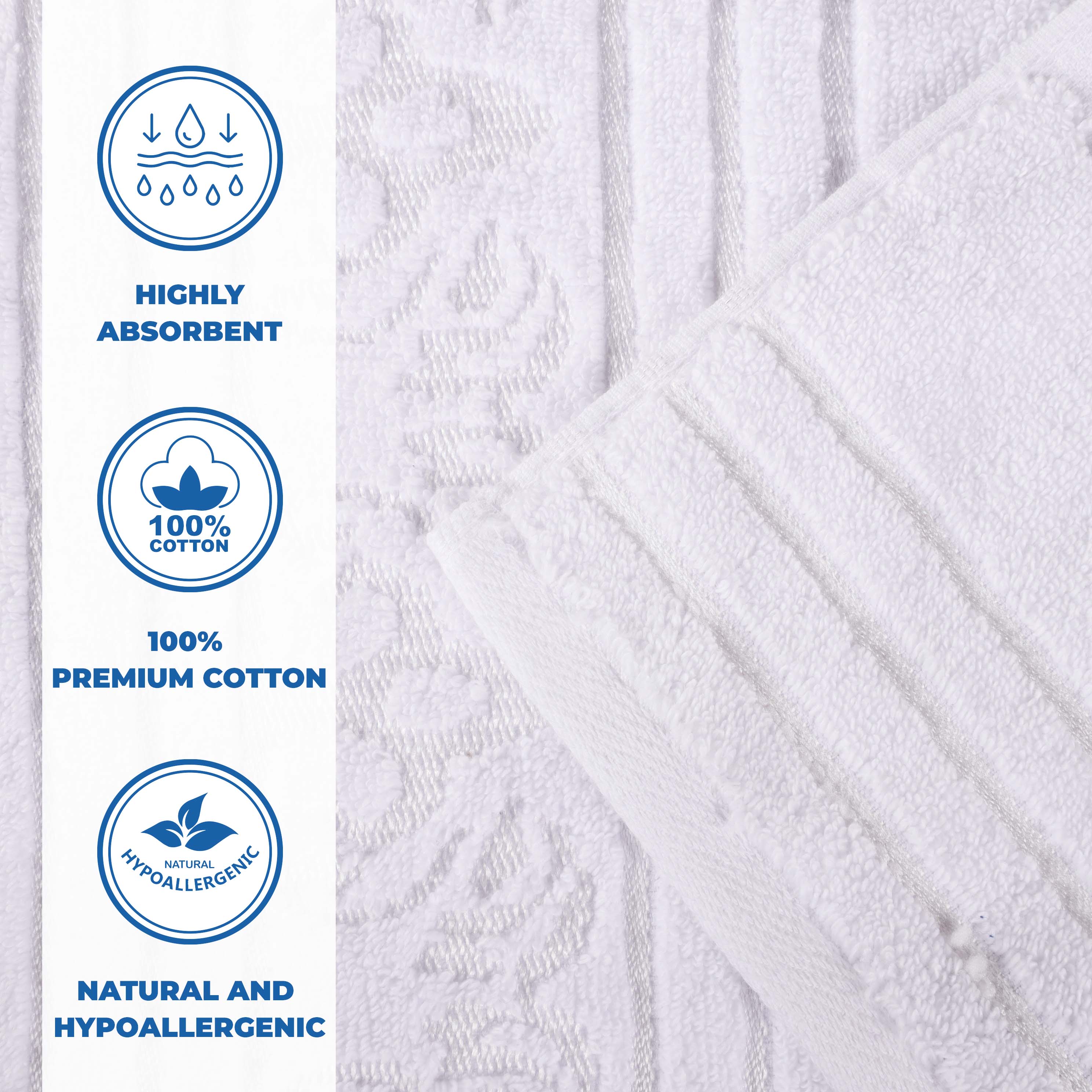 Zero-Twist Cotton Jacquard Towel Set 9 Piece - Sadie - Towel Set by Superior Brand