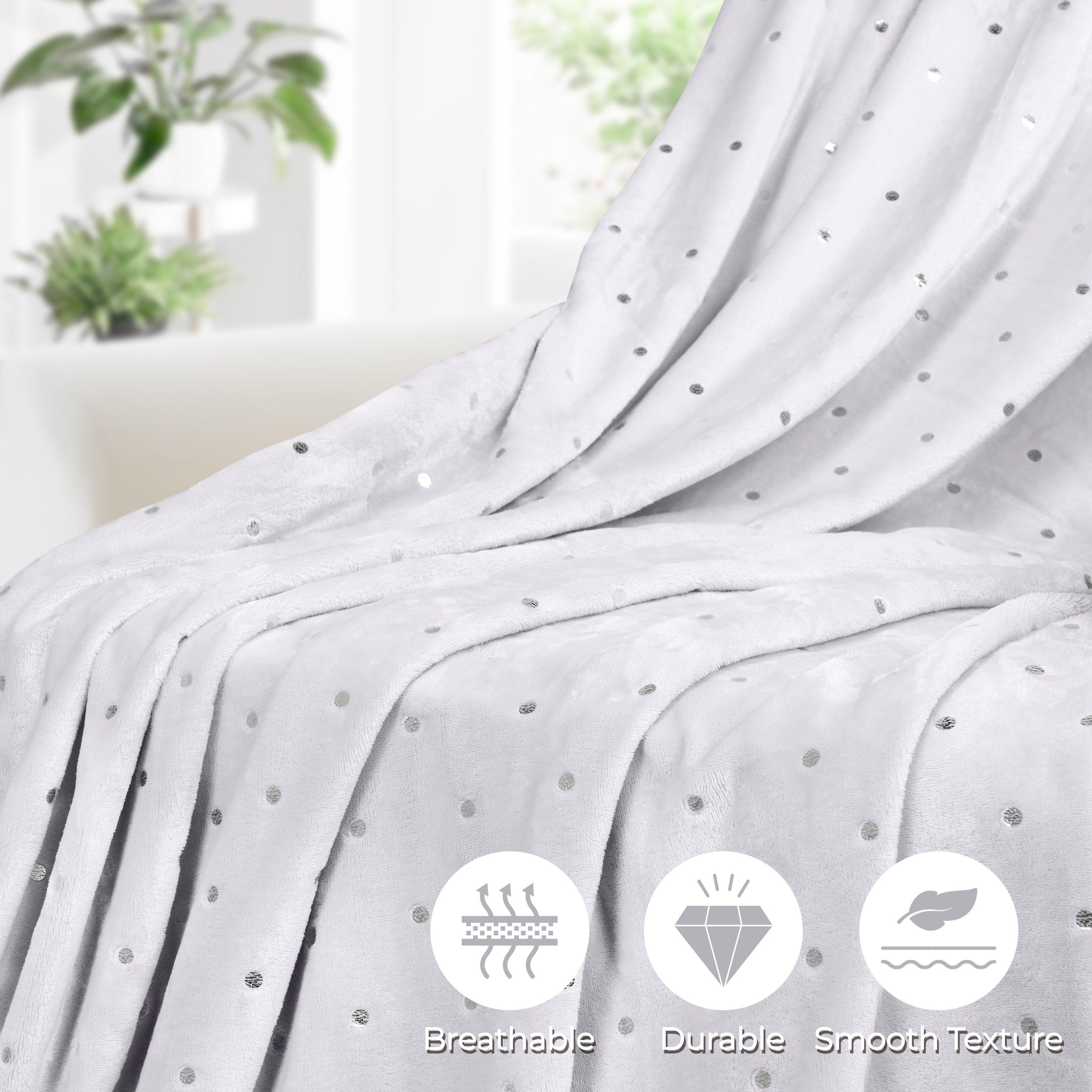 Fleece Plush Medium Weight Fluffy Soft Decorative Polka Dot Blanket - Blanket by Superior Brand