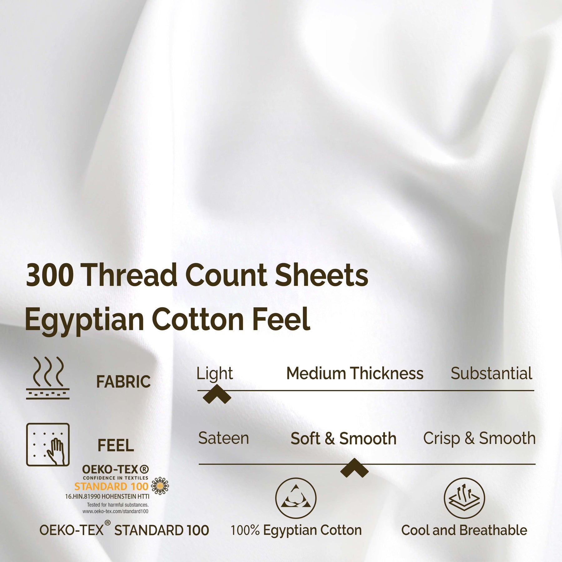 Superior Egyptian Cotton 300 Thread Count Solid Deep Pocket Bed Sheet Set - White