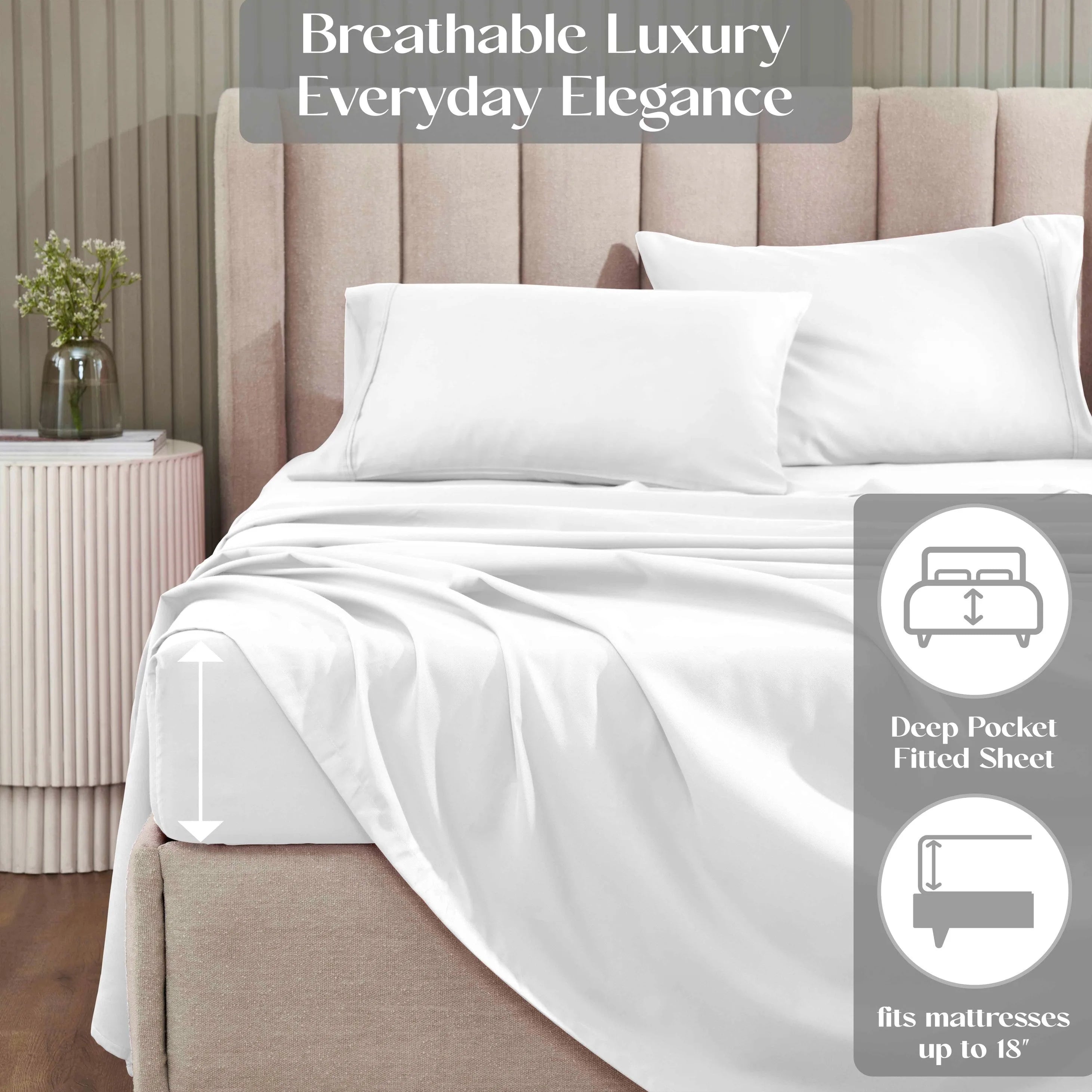 1200 Thread Count Cotton Rich Bed Sheet Set Solid Deep Pocket - Sheet Set by Superior Brand