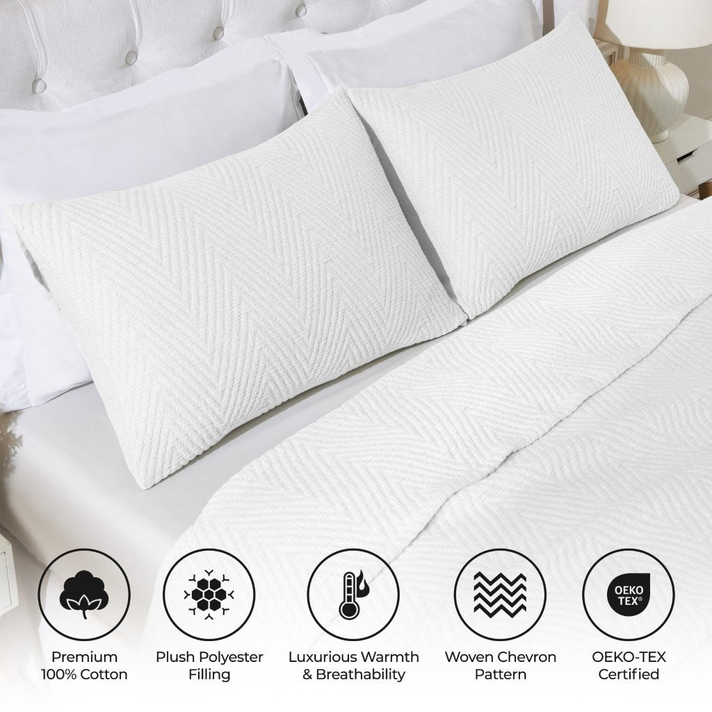 Aswan Cotton Medium Weight Textured Modern Chevron Woven Coverlet - Coverlet by Superior Brand