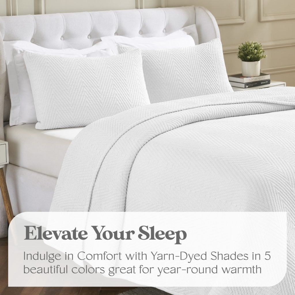 Aswan Cotton Medium Weight Textured Modern Chevron Woven Coverlet - Coverlet by Superior Brand