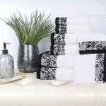 Cotton Floral Jacquard Towel Set 8-Piece - Wisteria - Towel Set by Superior Brand