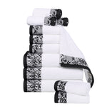 Wisteria Cotton Medium Weight Floral Jacquard Border 12 Piece Towel Set - Towel Set by Superior Brand