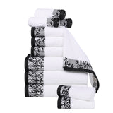 Wisteria Cotton Medium Weight Floral Jacquard Border 12 Piece Towel Set - Towel Set by Superior Brand