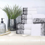 Cotton Floral Jacquard Towel Set 8-Piece - Wisteria - Towel Set by Superior Brand