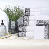 Cotton Floral Jacquard Towel Set 8-Piece - Wisteria - Towel Set by Superior Brand