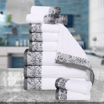 Wisteria Cotton Medium Weight Floral Jacquard Border 12 Piece Towel Set - Towel Set by Superior Brand