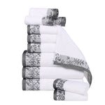 Wisteria Cotton Medium Weight Floral Jacquard Border 12 Piece Towel Set - Towel Set by Superior Brand