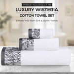 Wisteria Cotton Medium Weight Floral Jacquard Border 12 Piece Towel Set - Towel Set by Superior Brand