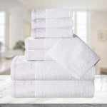 Cotton Floral Jacquard Towel Set 8-Piece - Wisteria - Towel Set by Superior Brand