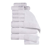Wisteria Cotton Medium Weight Floral Jacquard Border 12 Piece Towel Set - Towel Set by Superior Brand