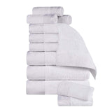 Wisteria Cotton Medium Weight Floral Jacquard Border 12 Piece Towel Set - Towel Set by Superior Brand