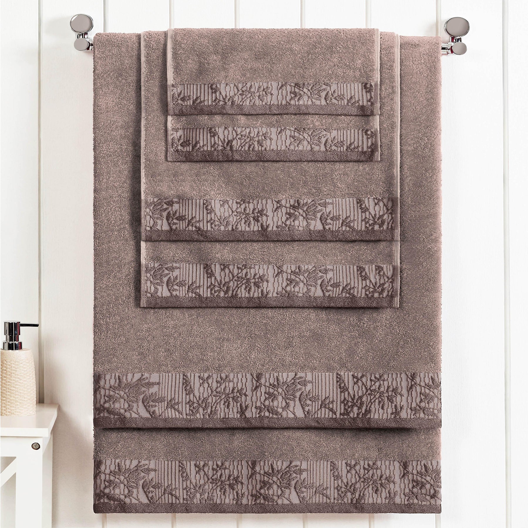 Superior Wisteria Cotton Floral Jacquard 6 Piece Towel Set