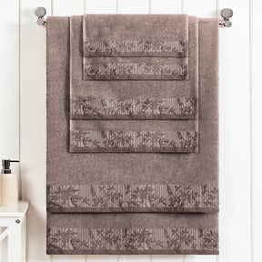 Superior Wisteria Cotton Floral Jacquard 6 Piece Towel Set  - Frappe