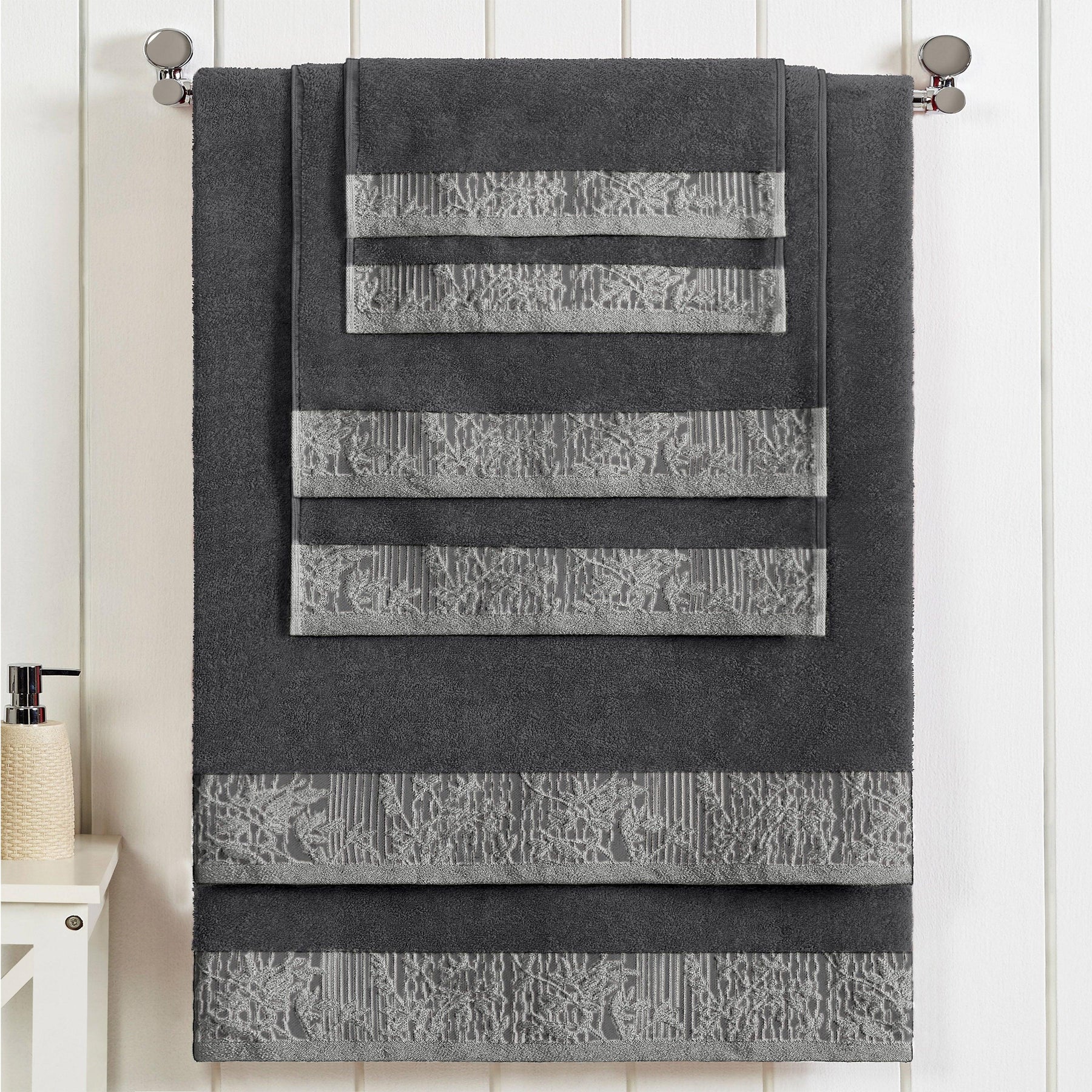 Superior Wisteria Cotton Floral Jacquard 6 Piece Towel Set
