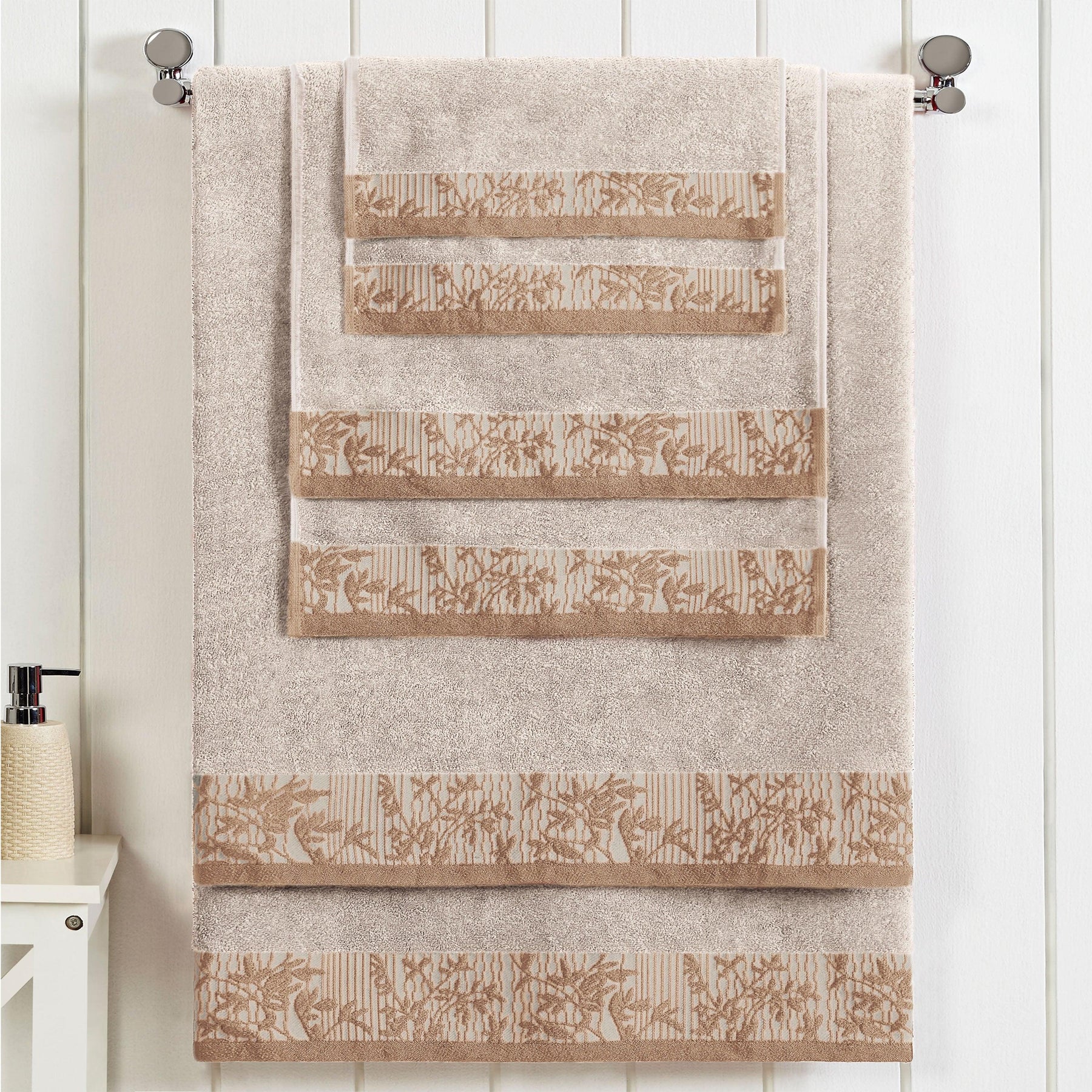 Superior Wisteria Cotton Floral Jacquard 6 Piece Towel Set
