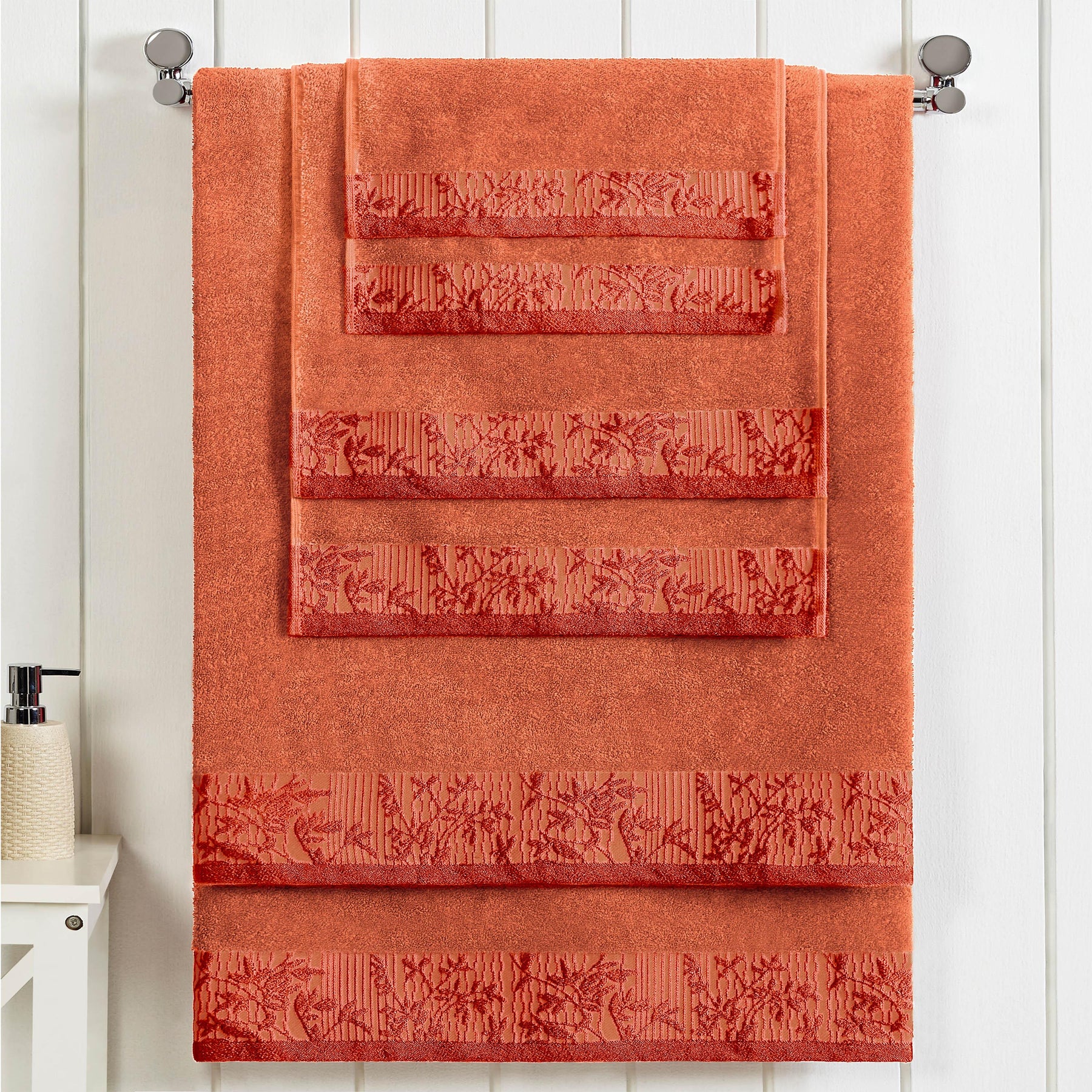 Superior Wisteria Cotton Floral Jacquard 6 Piece Towel Set
