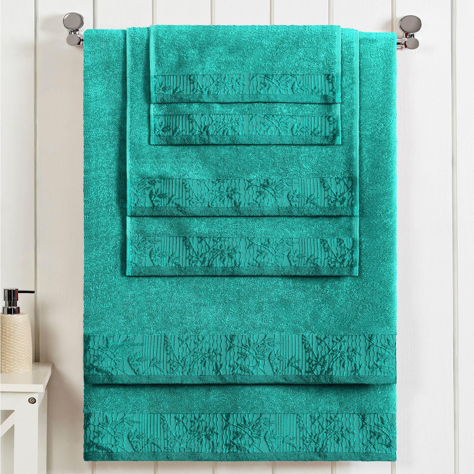 Superior Wisteria Cotton Floral Jacquard 6 Piece Towel Set
