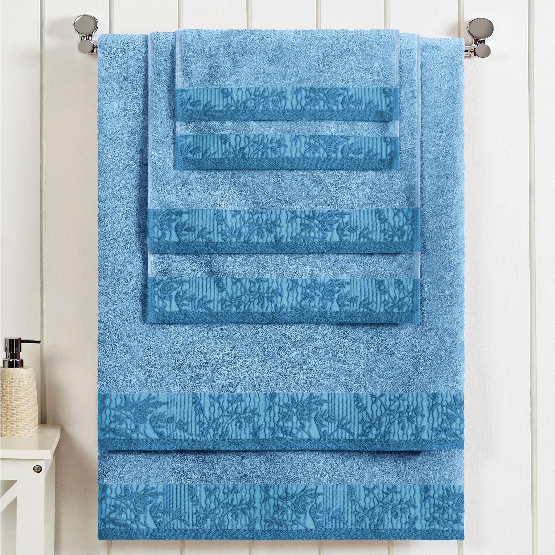 Superior Wisteria Cotton Floral Jacquard 6 Piece Towel Set