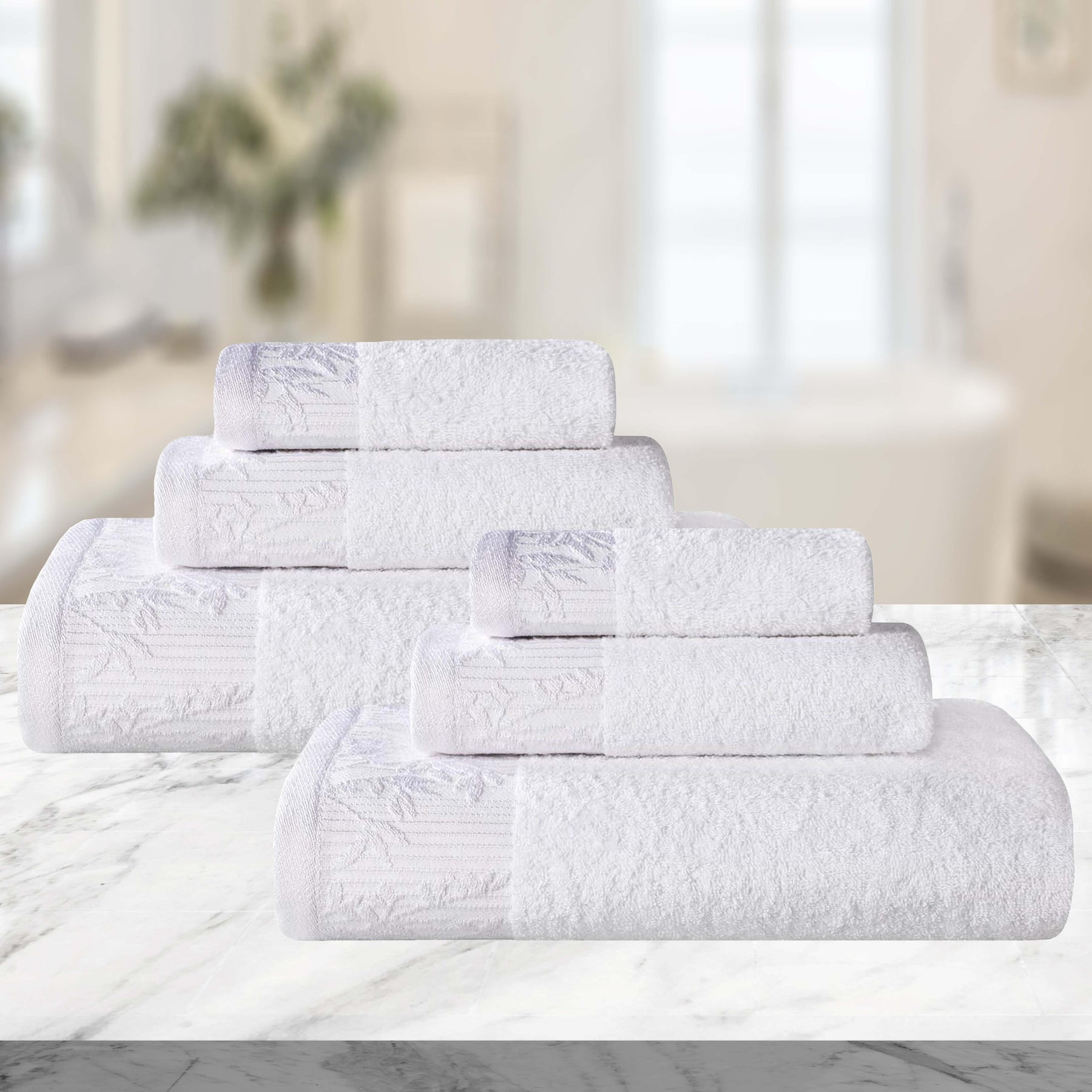 Superior Wisteria Cotton Floral Jacquard 6 Piece Towel Set