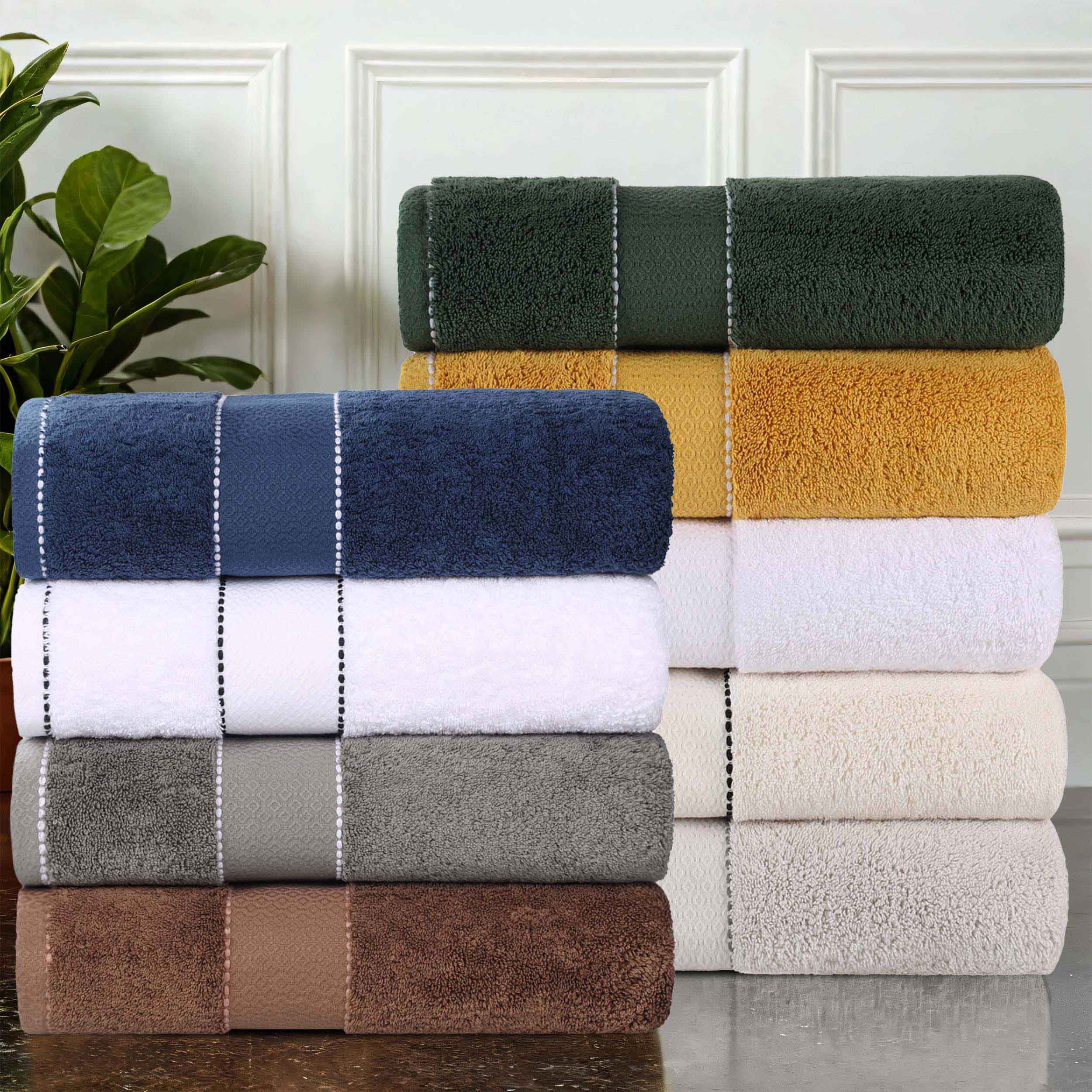 Egyptian Giza Cotton Plush Soft Towel Set 8 Piece - Egyptian Cotton Towel Set by Superior Brand