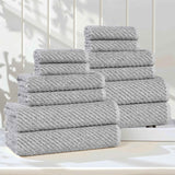 Amelia Cotton Blend Textured Diagonal Ribbed 12 Piece Towel Set - Towel Set by Superior Brand