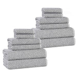 Amelia Cotton Blend Textured Diagonal Ribbed 12 Piece Towel Set - Towel Set by Superior Brand