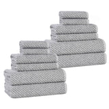 Amelia Cotton Blend Textured Diagonal Ribbed 12 Piece Towel Set - Towel Set by Superior Brand