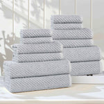 Amelia Cotton Blend Textured Diagonal Ribbed 12 Piece Towel Set - Towel Set by Superior Brand