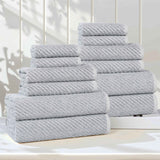 Amelia Cotton Blend Textured Diagonal Ribbed 12 Piece Towel Set - Towel Set by Superior Brand