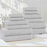 Amelia Cotton Blend Textured Diagonal Ribbed 12 Piece Towel Set - Towel Set by Superior Brand