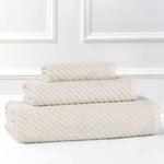 Amelia Cotton Blend Textured Diagonal Ribbed 3 Piece Towel Set - Towel Set by Superior Brand