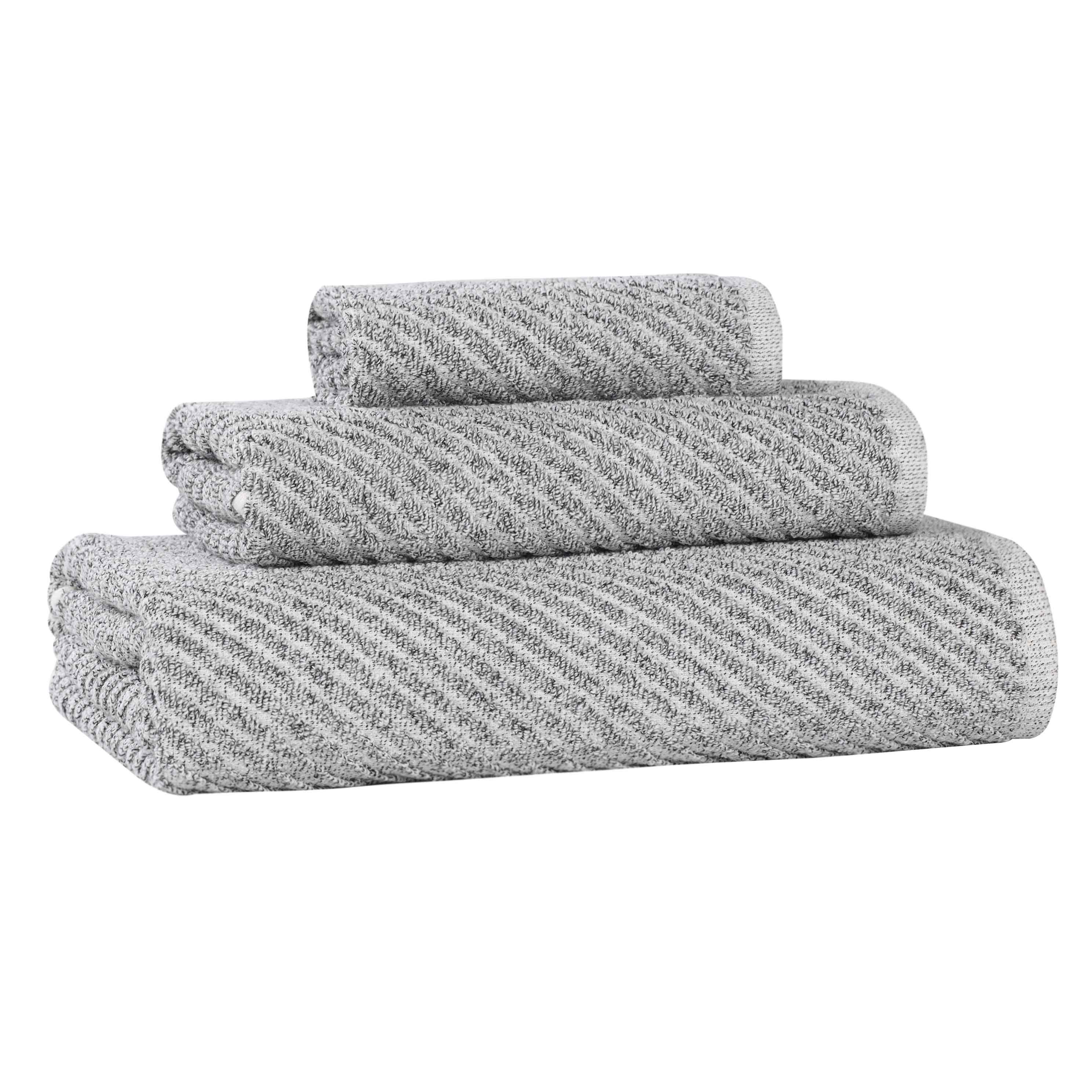 Amelia Cotton Blend Textured Diagonal Ribbed 3 Piece Towel Set - Towel Set by Superior Brand