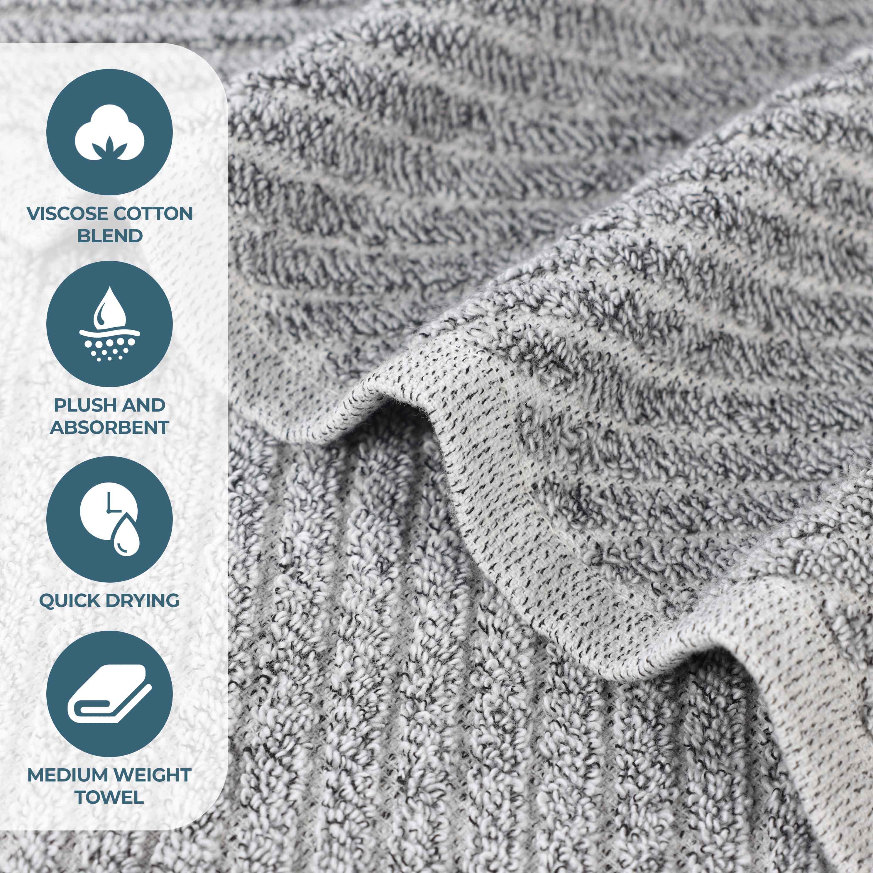 Amelia Cotton Blend Textured Diagonal Ribbed 3 Piece Towel Set - Towel Set by Superior Brand