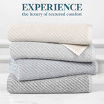 Amelia Cotton Blend Textured Diagonal Ribbed 3 Piece Towel Set - Towel Set by Superior Brand