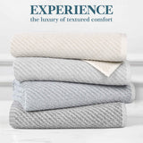 Amelia Cotton Blend Textured Diagonal Ribbed 3 Piece Towel Set - Towel Set by Superior Brand