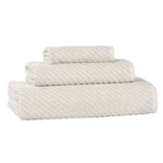 Amelia Cotton Blend Textured Diagonal Ribbed 3 Piece Towel Set - Towel Set by Superior Brand