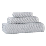 Amelia Cotton Blend Textured Diagonal Ribbed 3 Piece Towel Set - Towel Set by Superior Brand