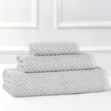 Amelia Cotton Blend Textured Diagonal Ribbed 3 Piece Towel Set - Towel Set by Superior Brand