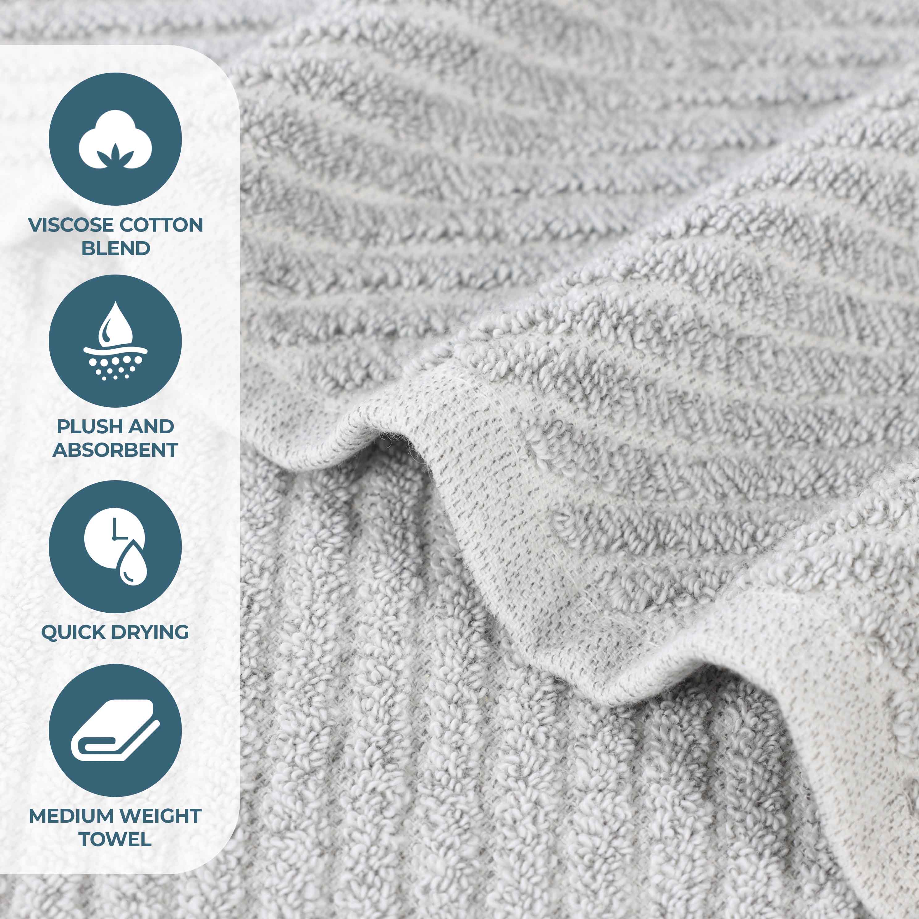 Amelia Cotton Blend Textured Diagonal Ribbed 3 Piece Towel Set - Towel Set by Superior Brand